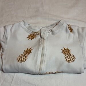 Zippy Jams - 18-24M White Baby Onesie with Pineapple Print Organic Footie
